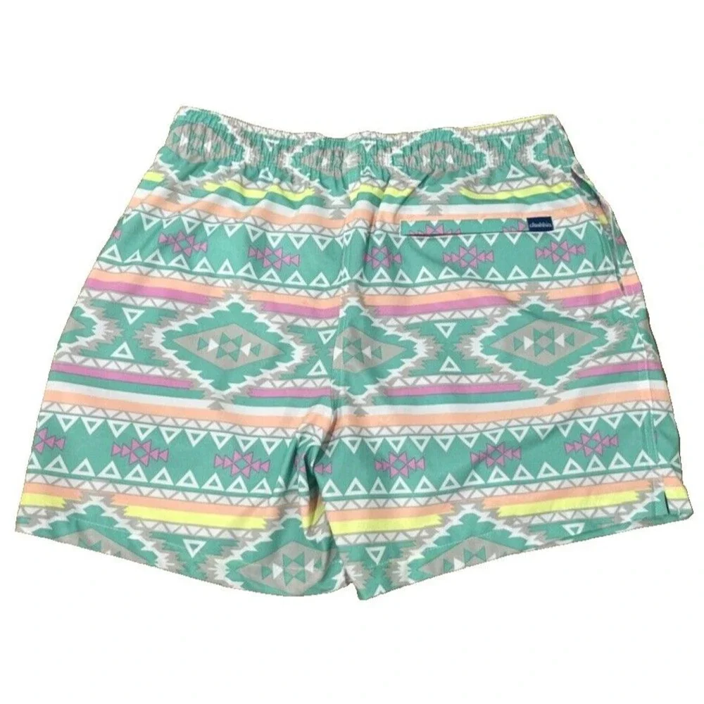 Chubbies Shorts Swim Trunks Aztec Pink Green Magenta Print Beach Mens Sz Large